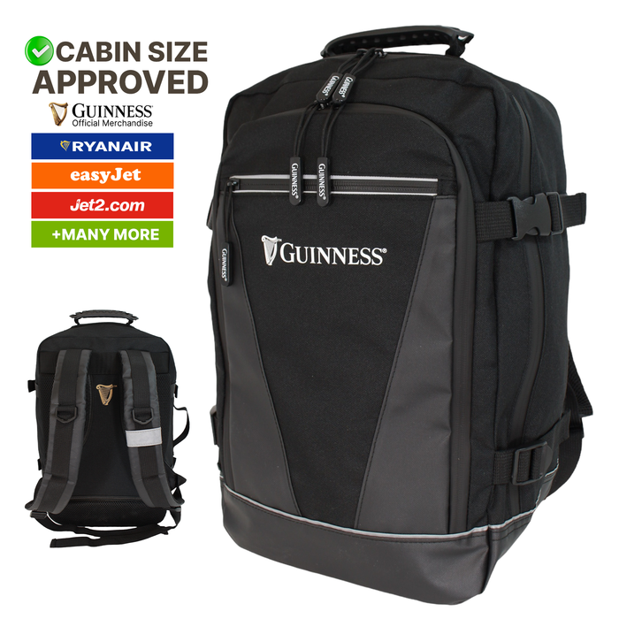 Guinness 40x25x20cm Cabin Backpack, Ryanair Underseat Bag, Cabin-Approved Flight