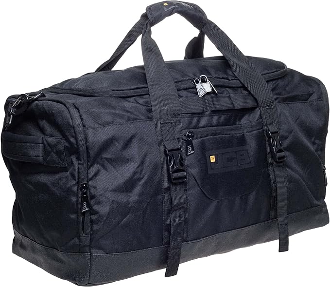 JCB Holdall Duffle Bag with Water-Resistant Base & Adjustable Strap for Gym, Travel & Overnight Use -Small, Large Sizes