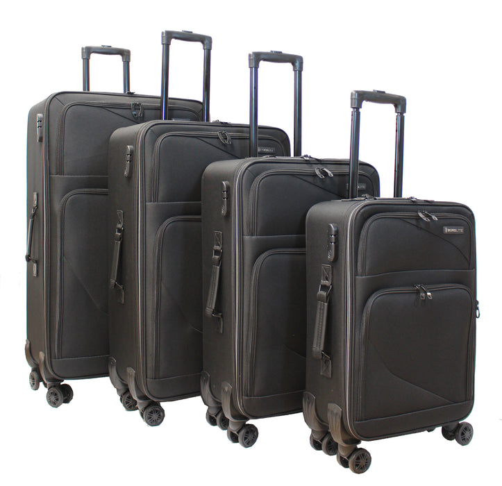 Bordlite Black Soft Sided - 4 Wheeled Suitcase - L, M, S, XL