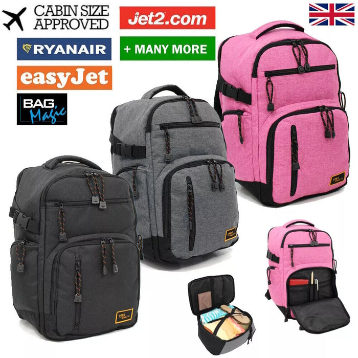 Ryanair Approved Underseat Cabin Rucksack 40x20x25cm, 20L - Black, Grey, Pink
