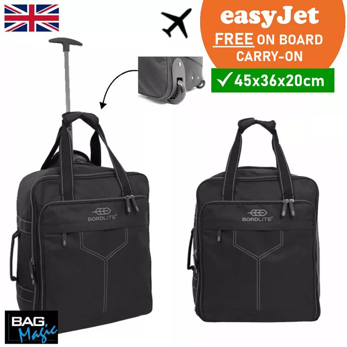Bordlite EasyJet Approved Cabin Holdall on Wheels, 45x36x20cm - Black/Grey