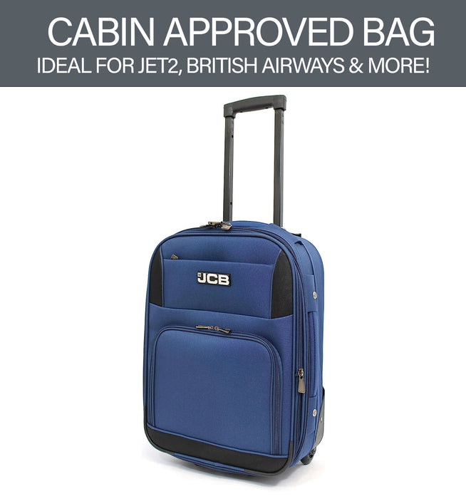 JCB Navy Lightweight Soft Sided Suitcase - 2-Wheeled with Combination Lock