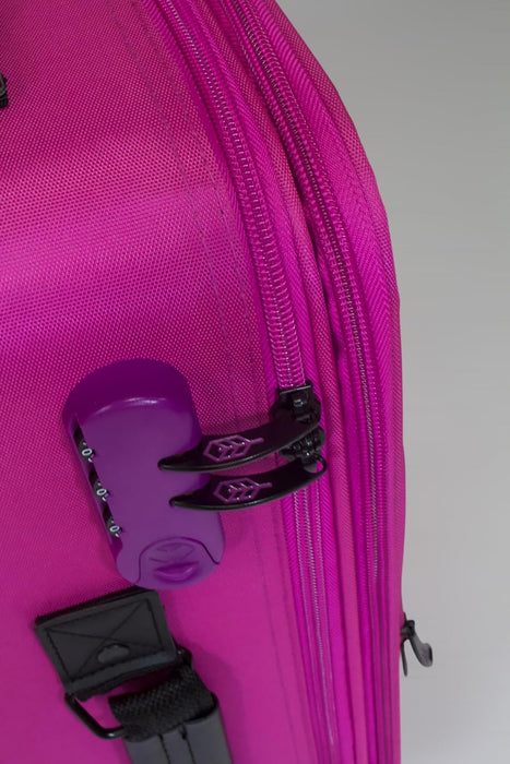 Bordlite Lightweight Pink/ Purple 4-Wheel Soft Cabin Luggage Easy Roll Suitcase Of Size 29, 25 & 20 Inch