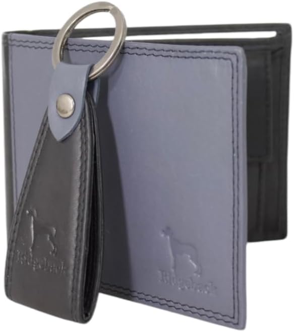 Ridgeback Genuine Leather Men's Leather Bifold Wallet & Keychain Set