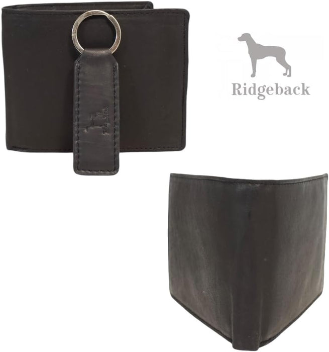 Ridgeback Genuine Leather Men's Leather Bifold Wallet & Keychain Set