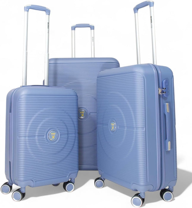 Bordlite Lightweight 8 Wheel Spinner Cabin Suitcase, Durable Hardshell Luggage with Adjustable Trolley Handle, Combination Lock,360° Double-Wheel Stability, Set of Size 20", 24", 28"