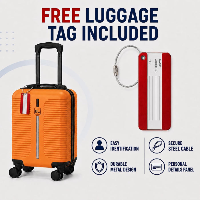 Bordlite Ryanair Cabin Suitcase 40x30x20cm – Lightweight 1.96kg Hard Shell Underseat Carry On Trolley Bag with Removable Wheels & Free Luggage Tag, Small Hand Luggage for Air Travel