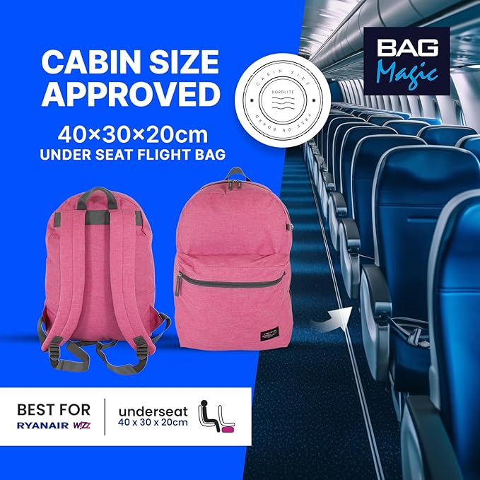 Bordlite 40x30x20cm Underseat Cabin Backpack | Fits Ryanair Free Onboard Bag