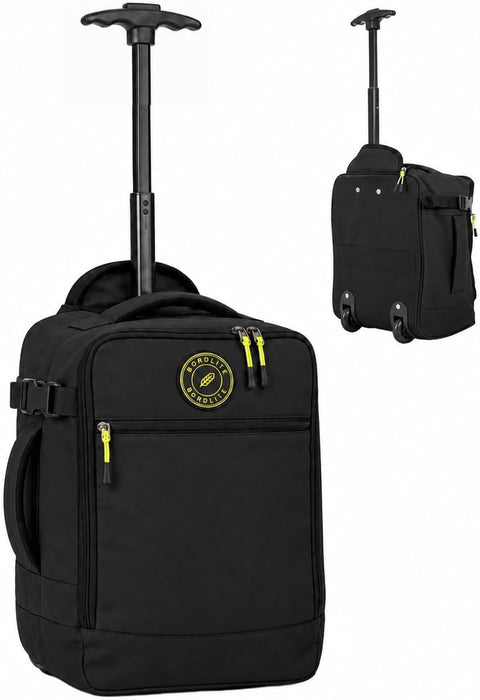 Bordlite Wheeled Cabin Travel Bag for EasyJet 45x36x20cm, Compact Underseat Trolley Bag with Telescopic Handle, Twin Rear Wheels, Compression Straps & Front Zip Pocket