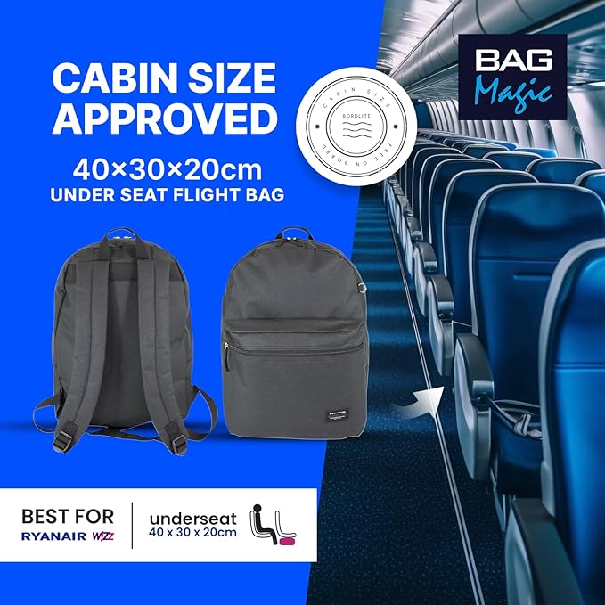 Bordlite 40x30x20cm Underseat Cabin Backpack | Fits Ryanair Free Onboard Bag