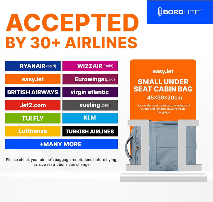 Bordlite 32L EasyJet Cabin Bag 45x36x20cm, Underseat Wheeled Travel Bag with Telescopic Handle