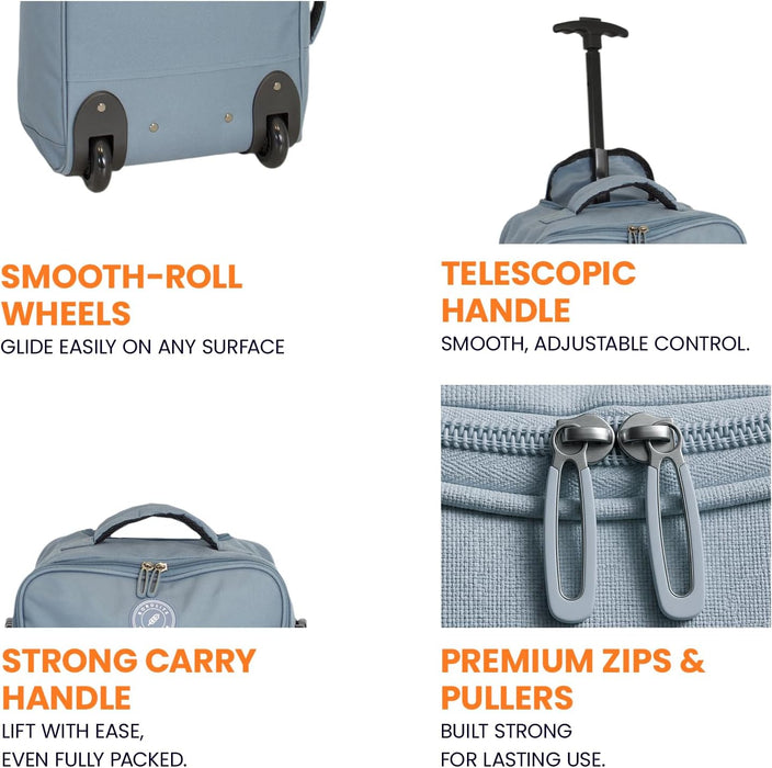 Bordlite 32L EasyJet Cabin Bag 45x36x20cm, Underseat Wheeled Travel Bag with Telescopic Handle