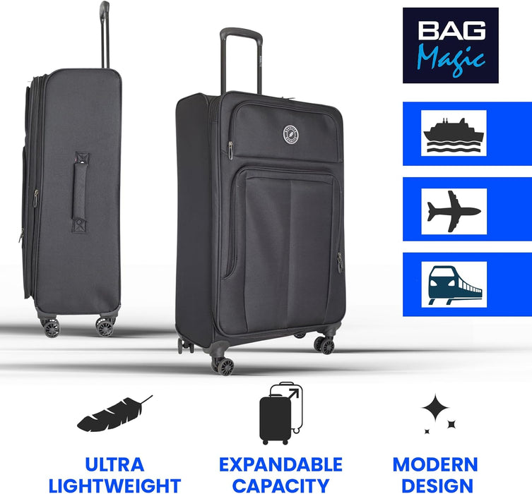 Bordlite Lightweight Expandable Suitcase - Soft Shell Travel Case with 360° Spinner Wheels