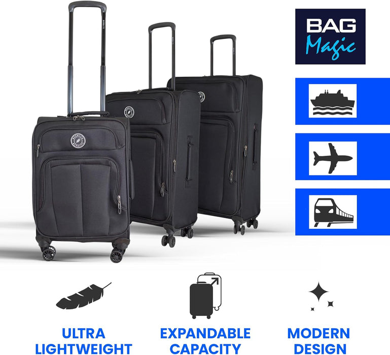 Bordlite Lightweight Expandable Suitcase - Soft Shell Travel Case with 360° Spinner Wheels