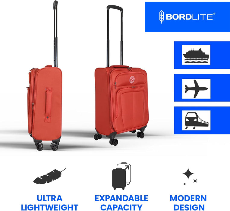 Bordlite Lightweight Expandable Suitcase - Soft Shell Travel Case with 360° Spinner Wheels