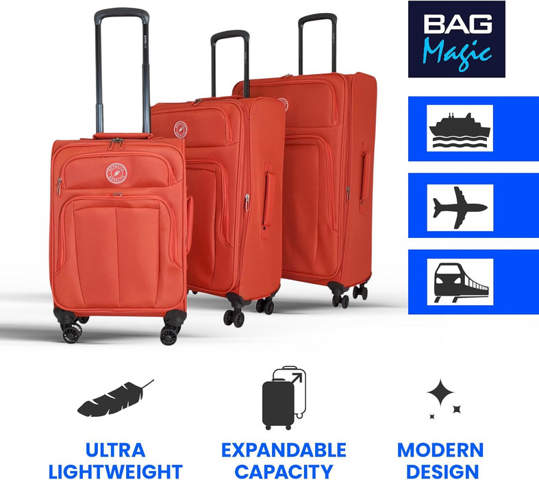 Bordlite Lightweight Expandable Suitcase - Soft Shell Travel Case with 360° Spinner Wheels