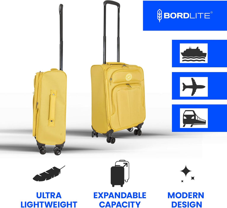 Bordlite Lightweight Expandable Suitcase - Soft Shell Travel Case with 360° Spinner Wheels
