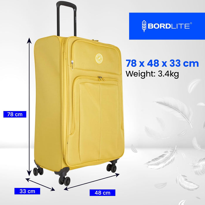 Bordlite Lightweight Expandable Suitcase - Soft Shell Travel Case with 360° Spinner Wheels