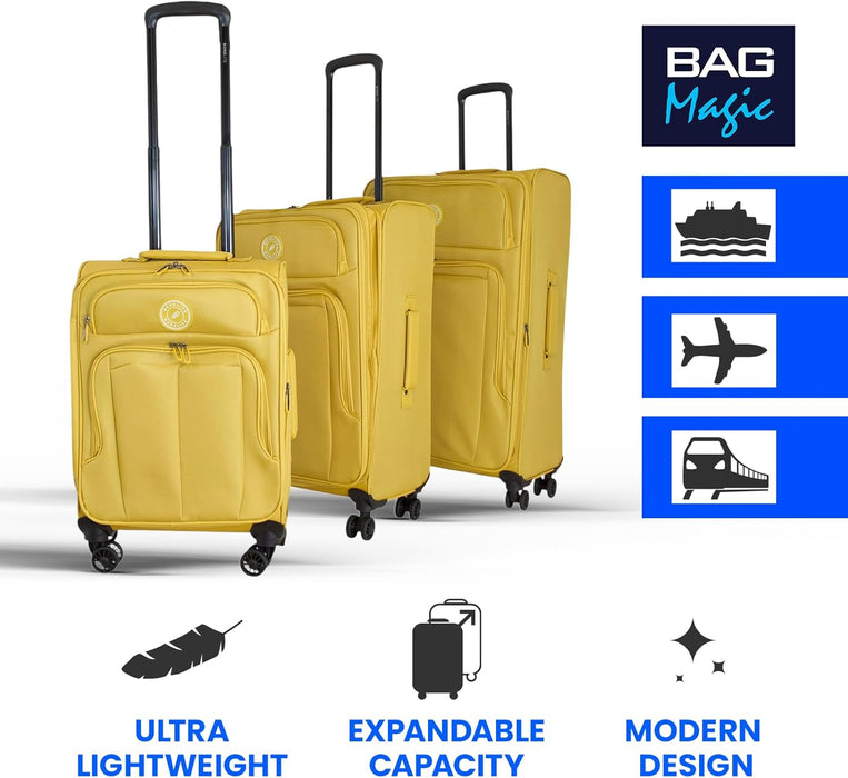 Bordlite Lightweight Expandable Suitcase - Soft Shell Travel Case with 360° Spinner Wheels