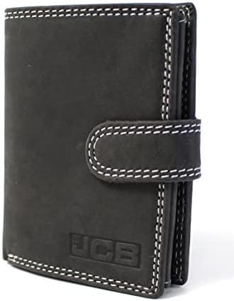 JCB - Mens Genuine Leather Wallet | RFID Protected Push Button Close Wallets Tri Fold Wallet