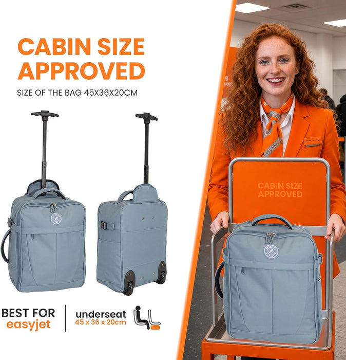 Bordlite 32L EasyJet Cabin Bag 45x36x20cm, Underseat Wheeled Travel Bag with Telescopic Handle