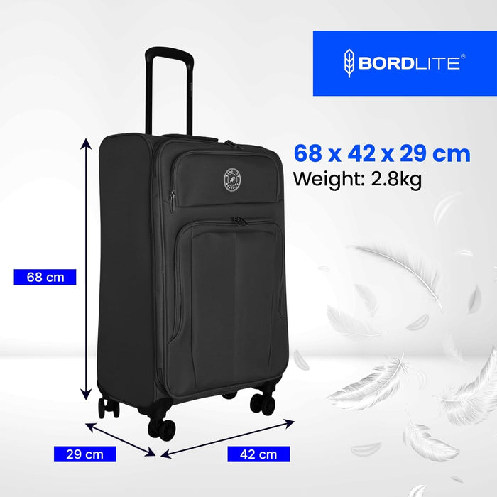 Bordlite Lightweight Expandable Suitcase - Soft Shell Travel Case with 360° Spinner Wheels