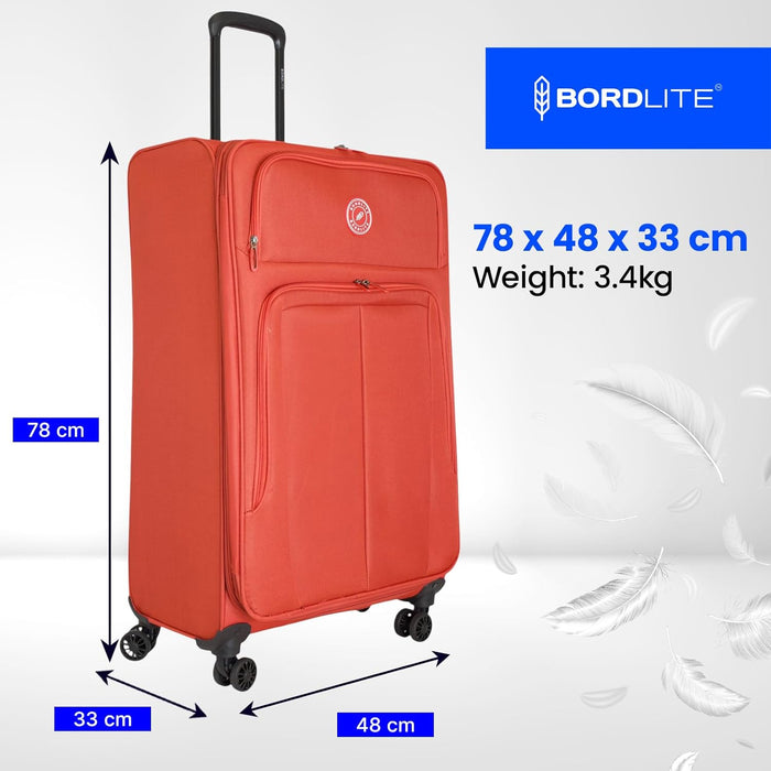 Bordlite Lightweight Expandable Suitcase - Soft Shell Travel Case with 360° Spinner Wheels
