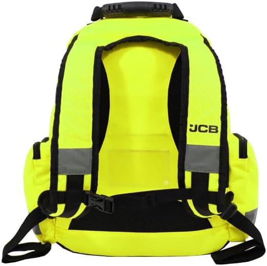 JCB - Hi Viz Backpack, Work Rucksack, High Visibility Safety Rucksack, Reflective Bag for Cycling Walks, Sports, Gym, School