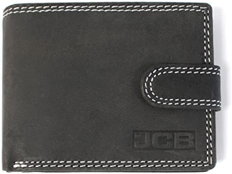 JCB - Mens Genuine Leather Wallets | Tri Fold Button Close Wallet RFID Protected