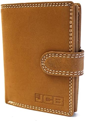 JCB - Mens Genuine Leather Wallet | RFID Protected Push Button Close Wallets Tri Fold Wallet