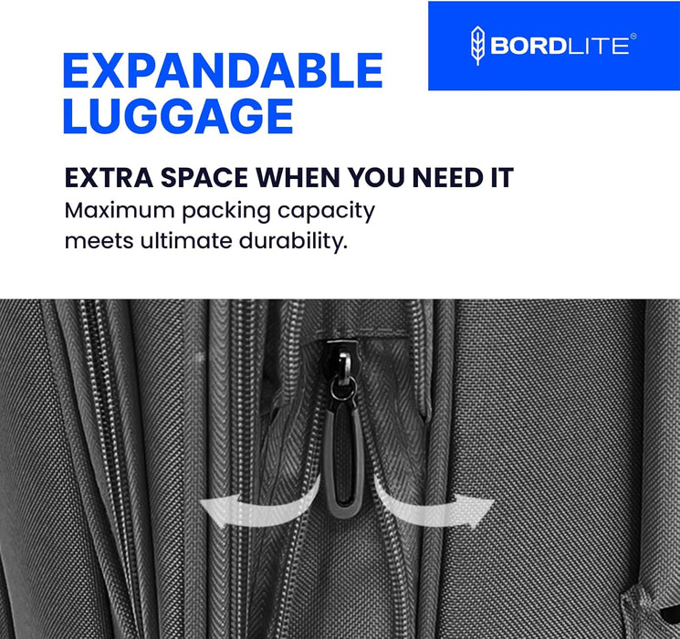 Bordlite Lightweight Expandable Suitcase - Soft Shell Travel Case with 360° Spinner Wheels