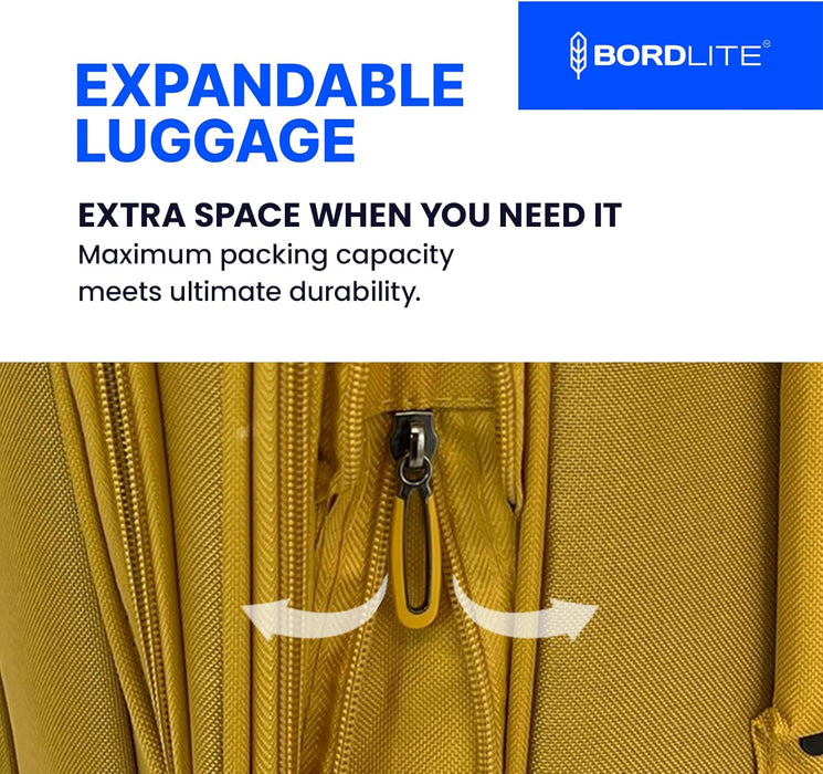 Bordlite Lightweight Expandable Suitcase - Soft Shell Travel Case with 360° Spinner Wheels