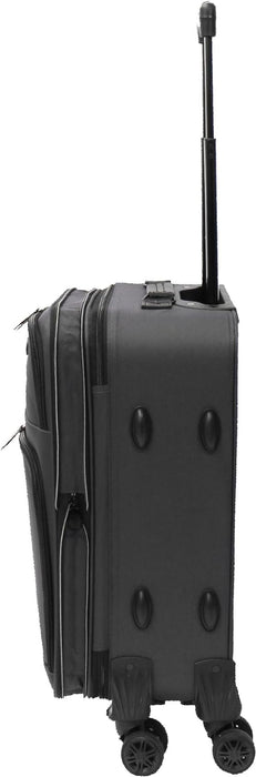 Bordlite Lightweight 4 Wheel Black Suitcase, Soft Luggage Travel Cabin Bag, Easy Roll Suitcase - Black