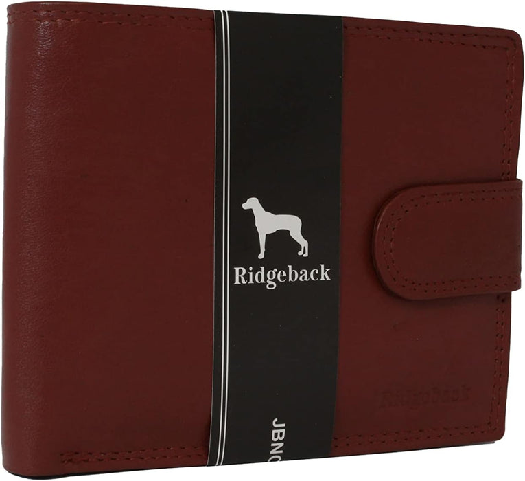 Ridgeback - Mens Genuine Leather Button Close 6 Card Holder Wallet