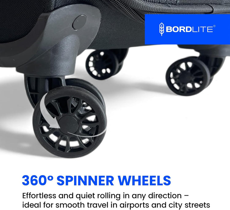 Bordlite Lightweight Expandable Suitcase - Soft Shell Travel Case with 360° Spinner Wheels