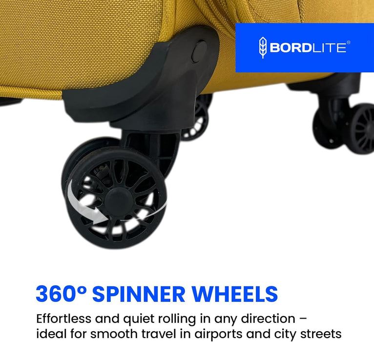 Bordlite Lightweight Expandable Suitcase - Soft Shell Travel Case with 360° Spinner Wheels