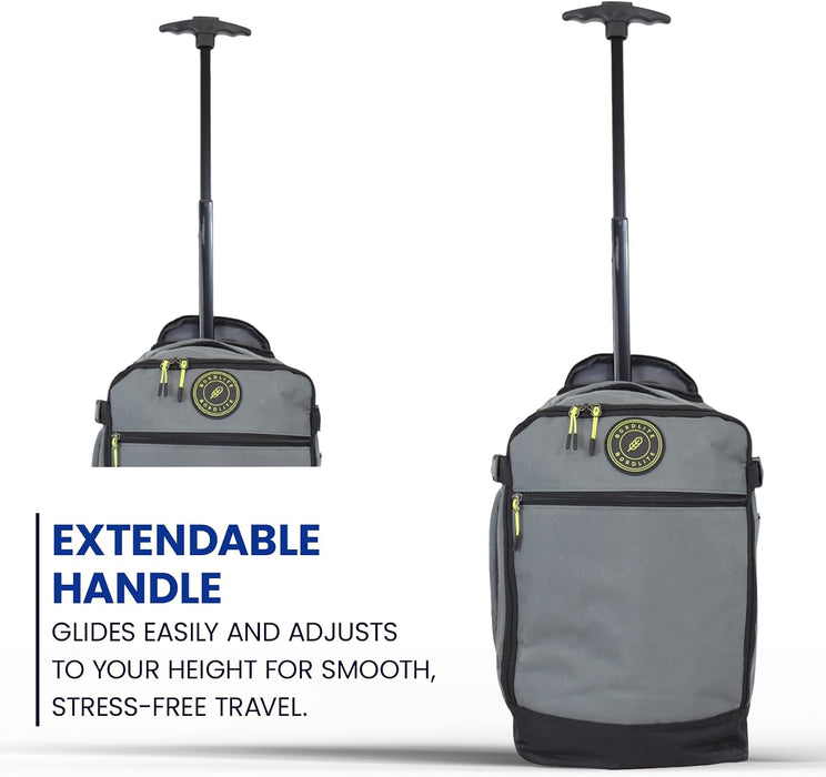 Bordlite Ryanair Cabin Bag 40x25x20cm Underseat Wheeled Travel Bag, Lightweight 20L Hand Luggage with Telescopic Handle, Smooth Wheels, Compression Straps, Side Pocket & Luggage Strap