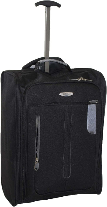 IN Travel - Soft Sided Cabin Approved Hand Luggage Suitcase - Extendable Handle Dual Wheel Multi Pocket Travel Bag 50 x 20 x 35-44L