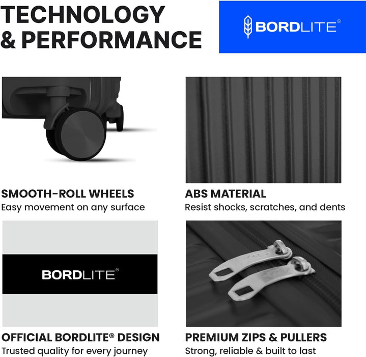 Bordlite Premium ABS Suitcases – Lightweight, Durable & Effortless 360° Spinner Wheels