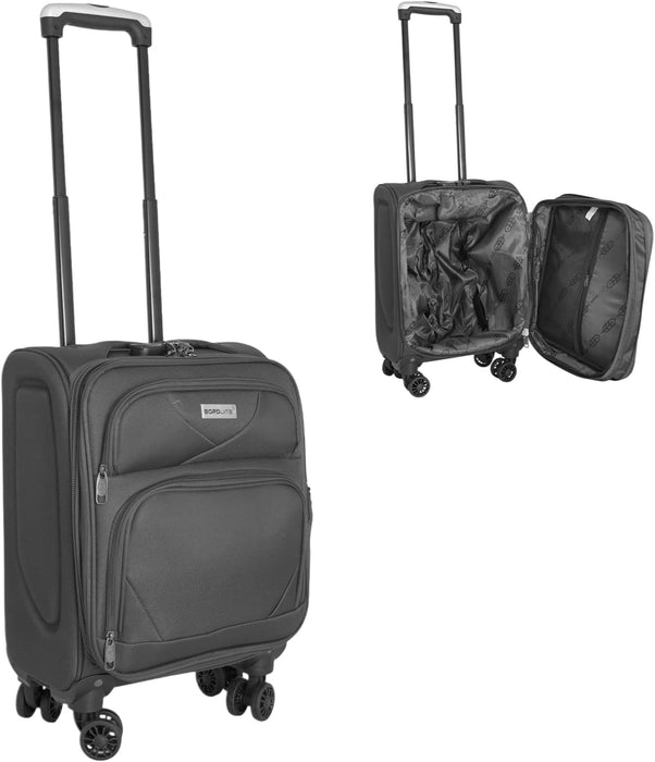 Bordlite Softshell Spinner Suitcase Black - Expandable Travel Luggage with 360 Wheels, Combination Lock, Telescopic Handle and Front Pockets (Available in 19", 22", 27", 30", 34" and Bundle Sets)