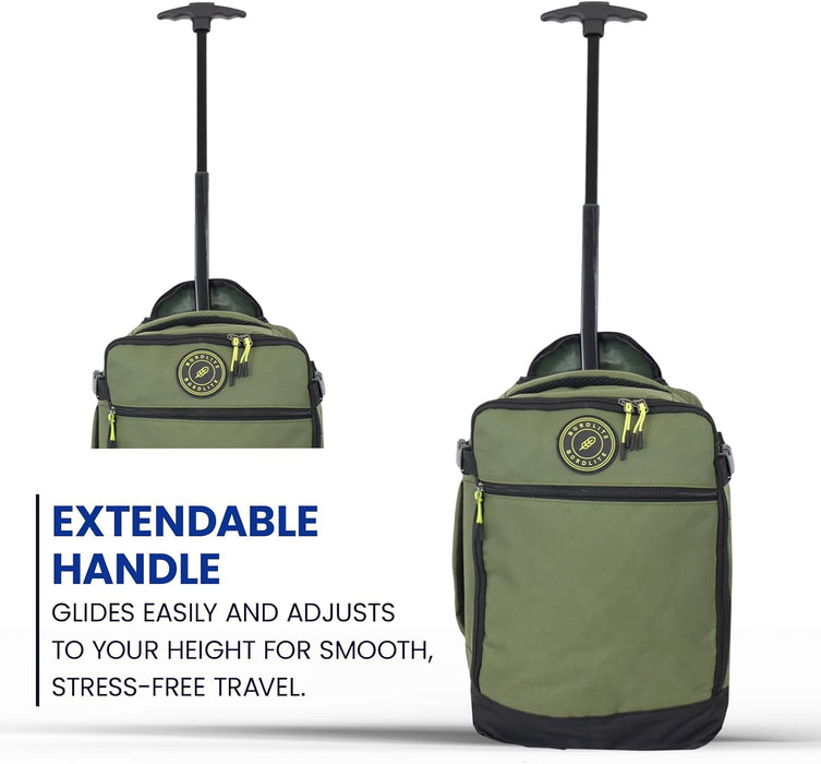 Bordlite Ryanair Cabin Bag 40x25x20cm Underseat Wheeled Travel Bag, Lightweight 20L Hand Luggage with Telescopic Handle, Smooth Wheels, Compression Straps, Side Pocket & Luggage Strap