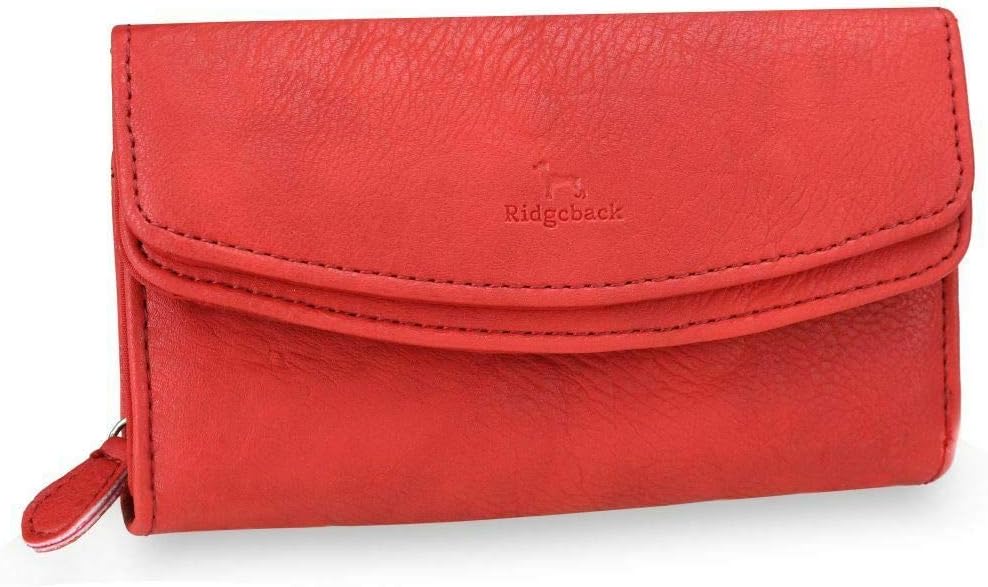 Ridgeback - Women’s Bi Fold Double Flap Purse - Faux Leather Ladies Purse 8 Credit Card Slots ID Holder Coin Purse