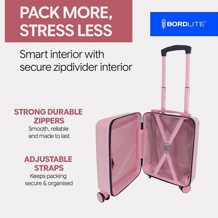 Bordlite Kids Suitcase 40x30x20cm Blue Cabin Luggage for Boys & Girls, Childrens Underseat Travel Case with 360 Spinner Wheels, Telescopic Handle, ABS Shell for Ryanair & Wizz Air