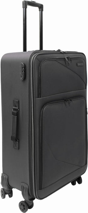 Bordlite Lightweight 4 Wheel Black Suitcase, Soft Luggage Travel Cabin Bag, Easy Roll Suitcase - Black