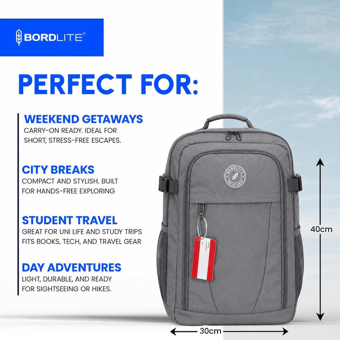 Bordlite Ryanair Cabin Bag 40x30x20cm Under Seat Travel Backpack + Free Luggage Tag