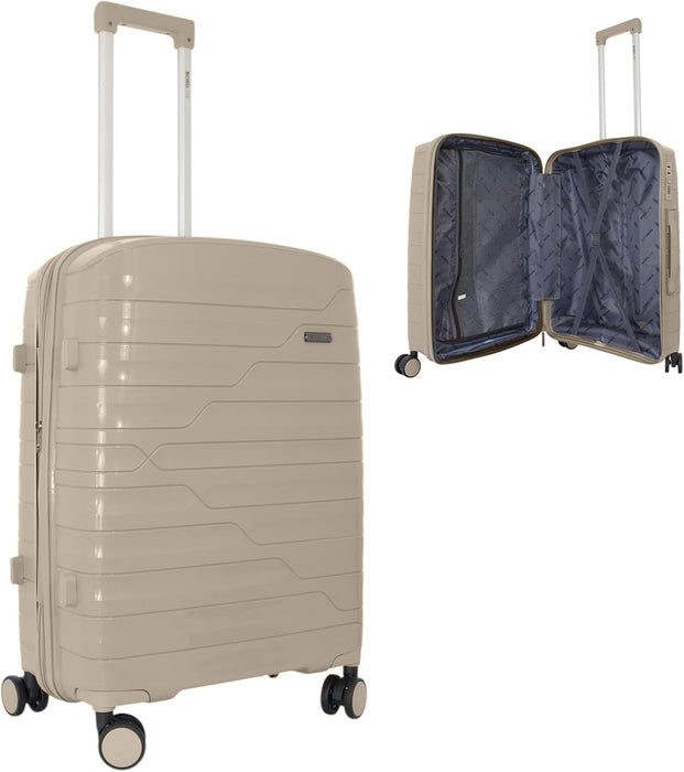 Bordlite Expandable Polypropylene Hard Shell Luggage, Lightweight Suitcase with 4 Spinner Wheels, Combination Lock and Telescopic Handle