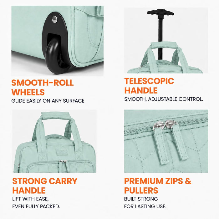 Bordlite EasyJet Underseat Cabin Bag 45x36x20cm - Wheeled Travel Holdall with Trolley Handle - Lightweight Polyester Soft Shell Carry On Luggage