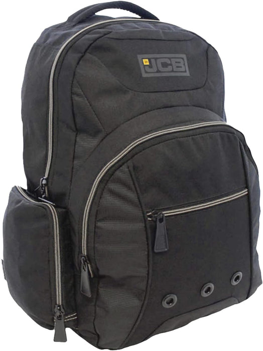 JCB - Black Workmen’s Multi Pocket Backpack Rucksack - Padded 900D Polyester Travel Backpack For Men - 25L