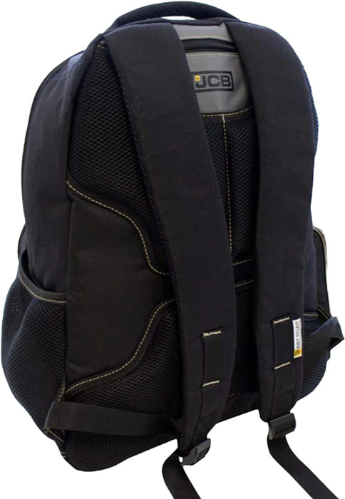 JCB - Black Workmen’s Multi Pocket Backpack Rucksack - Padded 900D Polyester Travel Backpack For Men - 25L