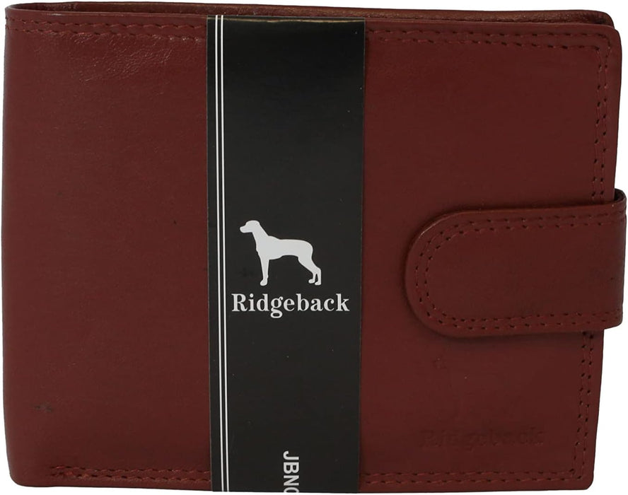 Ridgeback - Mens Genuine Leather Button Close 6 Card Holder Wallet